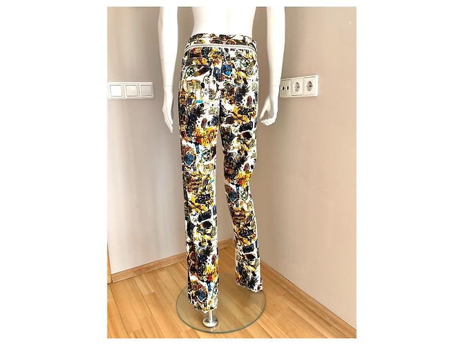 Jean Paul Gaultier Vaqueros de Algodón con Estampado Basquiat Negro Blanco Amarillo - vista 4