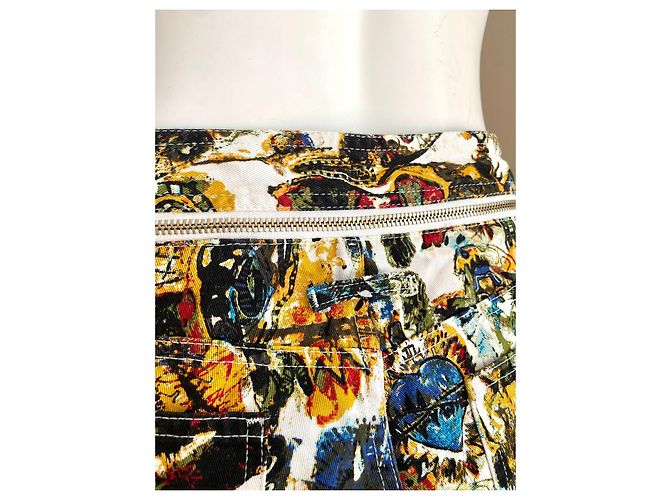 Jean Paul Gaultier Vaqueros de Algodón con Estampado Basquiat Negro Blanco Amarillo - vista 5