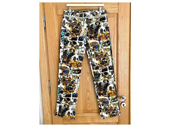 Jean Paul Gaultier Vaqueros de Algodón con Estampado Basquiat Negro Blanco Amarillo - vista 7