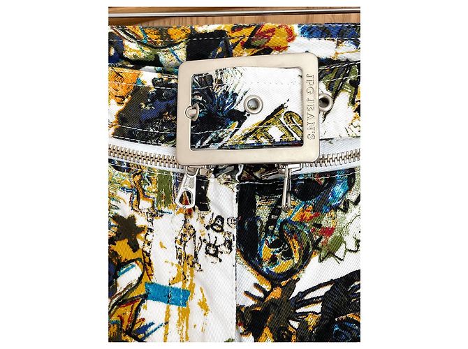 Jean Paul Gaultier Vaqueros de Algodón con Estampado Basquiat Negro Blanco Amarillo - vista 8