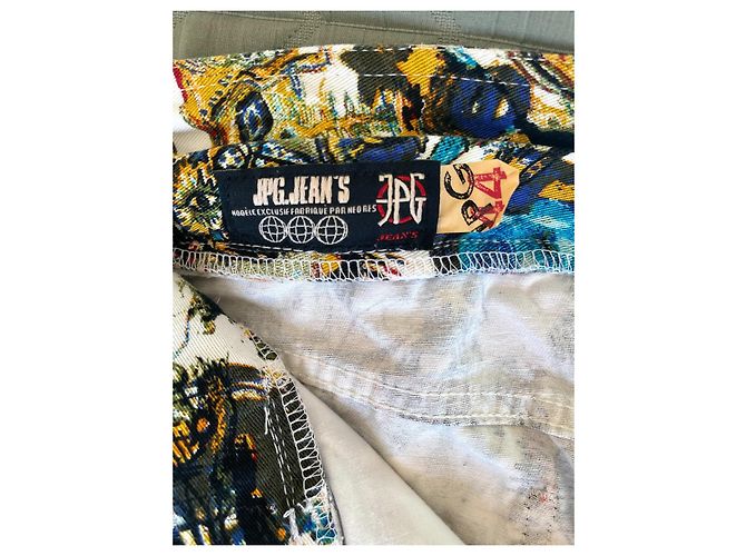 Jean Paul Gaultier Vaqueros de Algodón con Estampado Basquiat Negro Blanco Amarillo - vista 9