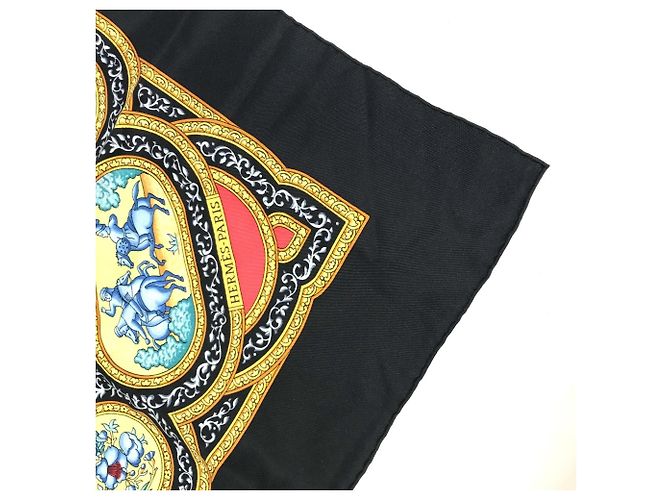 Hermès Bufanda de seda Cuadrada 90 Hermes Qalamdan Negro - vista 5