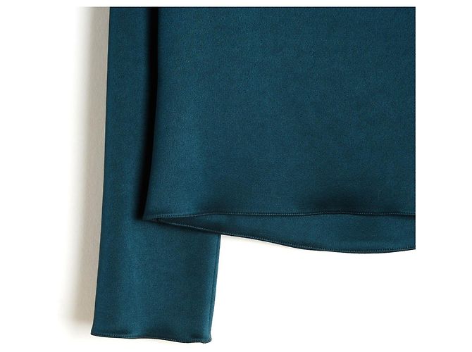 Céline Top FR38 Michael Kors Dunkelgrüne Satinbluse aus Acetat UK10 US8 Celine - Ansicht 2