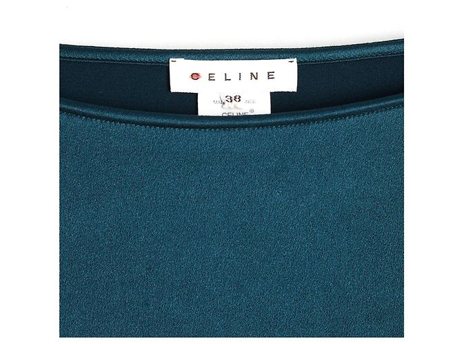 Céline Top FR38 Michael Kors Dunkelgrüne Satinbluse aus Acetat UK10 US8 Celine - Ansicht 3