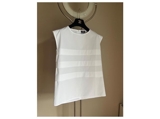 Blusa de algodón Chanel – Elegancia discreta y atemporal Blanco - vista 3