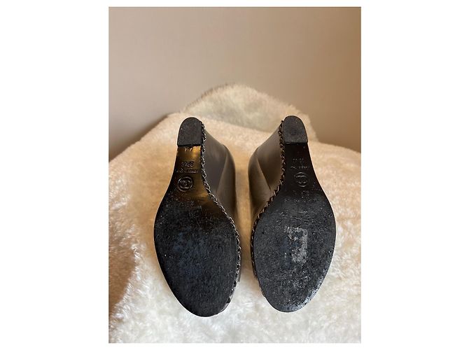 Décolleté Chanel Argentate in Pelle a Punta Aperta 36.5 Argento - vista 11