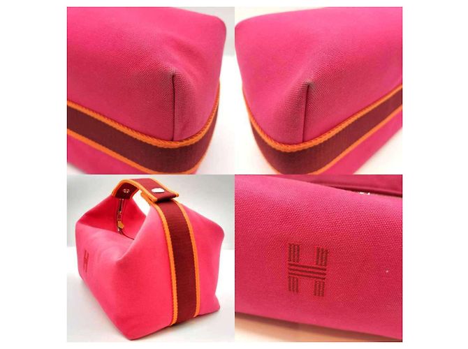 Hermès Mini borsa in tela nera GM Hibiscus Pink di Hermes Brid Rosa - vista 4