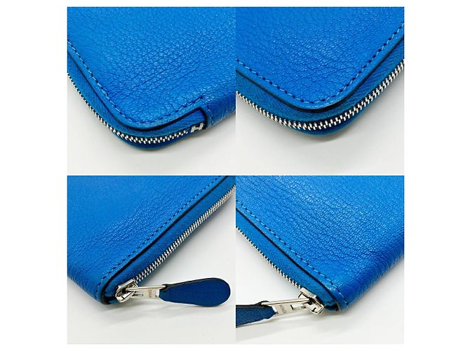Hermès Billetera bi-fold compacta con cremallera Hermes Evelyne Azul - vista 3