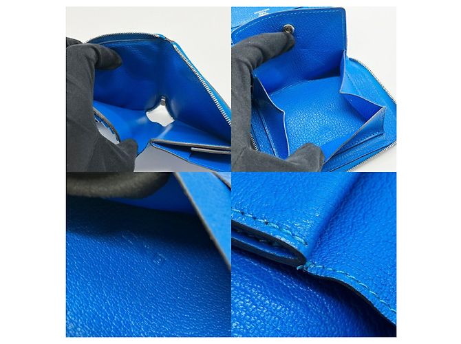 Hermès Billetera bi-fold compacta con cremallera Hermes Evelyne Azul - vista 5