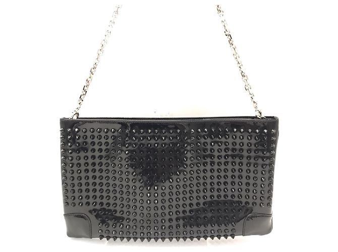 Borsa a spalla in pelle smaltata nera Christian Louboutin Nero - vista 2
