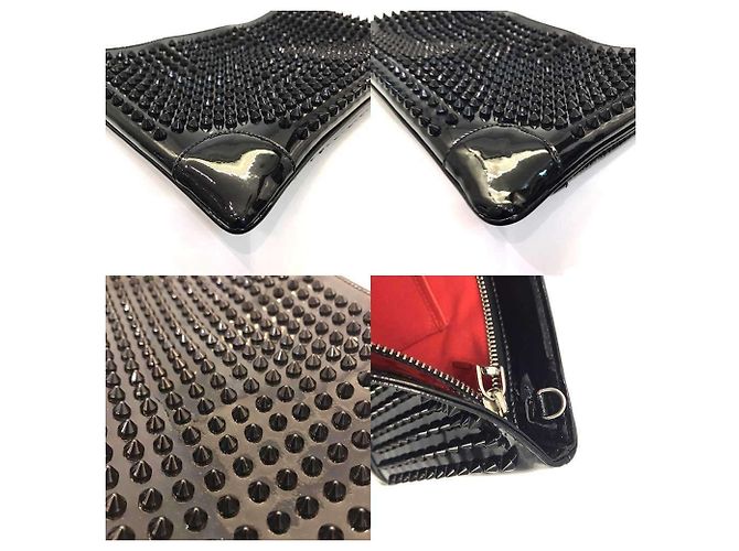 Borsa a spalla in pelle smaltata nera Christian Louboutin Nero - vista 3