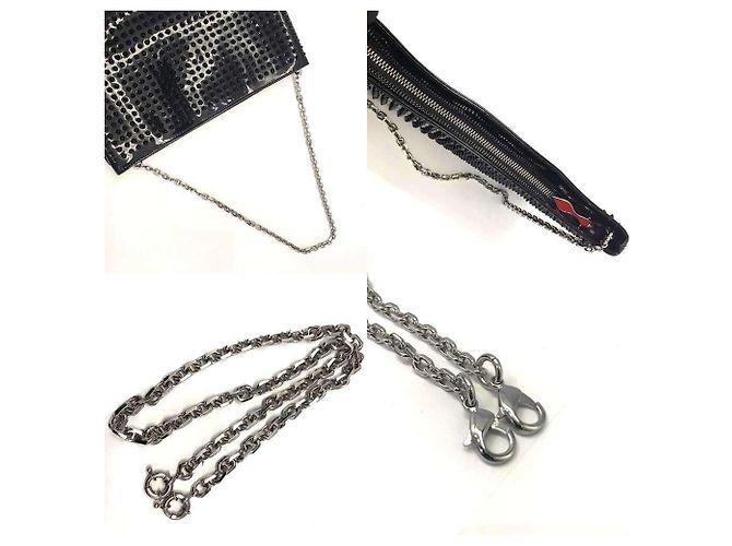 Borsa a spalla in pelle smaltata nera Christian Louboutin Nero - vista 4
