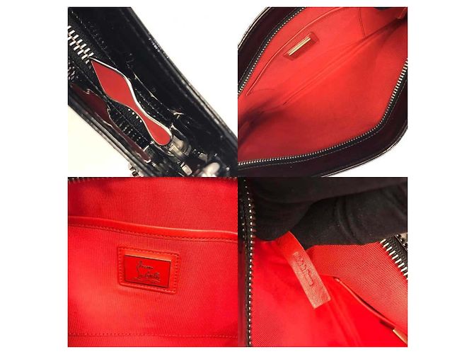 Borsa a spalla in pelle smaltata nera Christian Louboutin Nero - vista 5