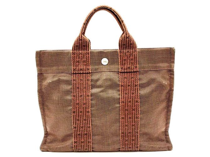 Hermès Braune Canvas-Handtasche Hermes Air Line Tote PM - Ansicht 2