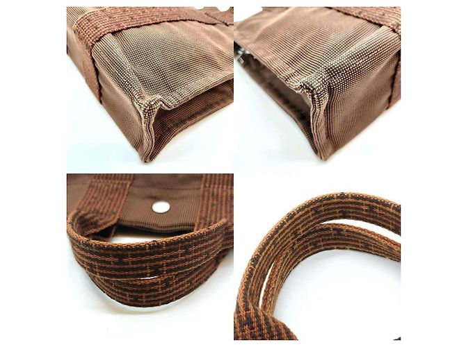 Hermès Braune Canvas-Handtasche Hermes Air Line Tote PM - Ansicht 5