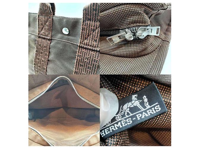 Hermès Braune Canvas-Handtasche Hermes Air Line Tote PM - Ansicht 6