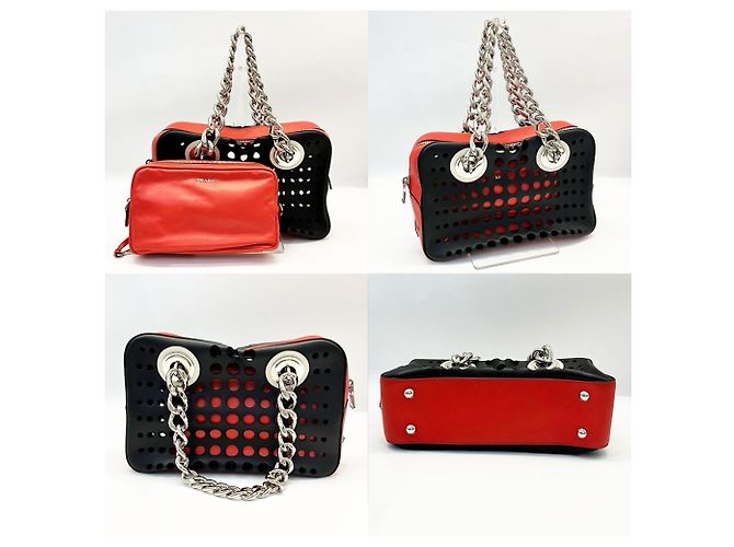 Borsa a spalla in pelle nera Prada Nero - vista 2