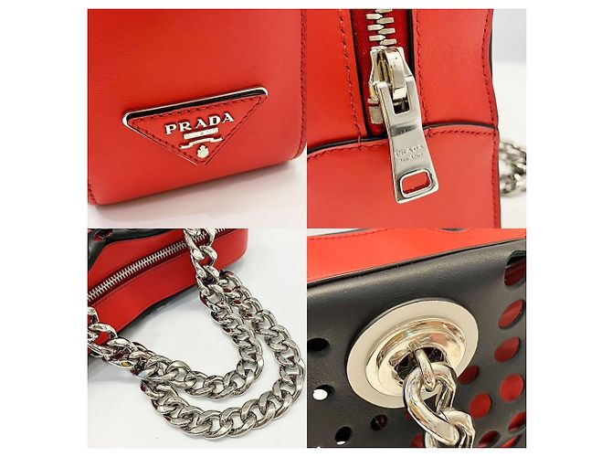 Borsa a spalla in pelle nera Prada Nero - vista 4