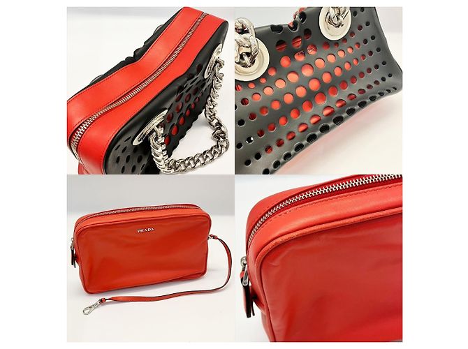 Borsa a spalla in pelle nera Prada Nero - vista 5