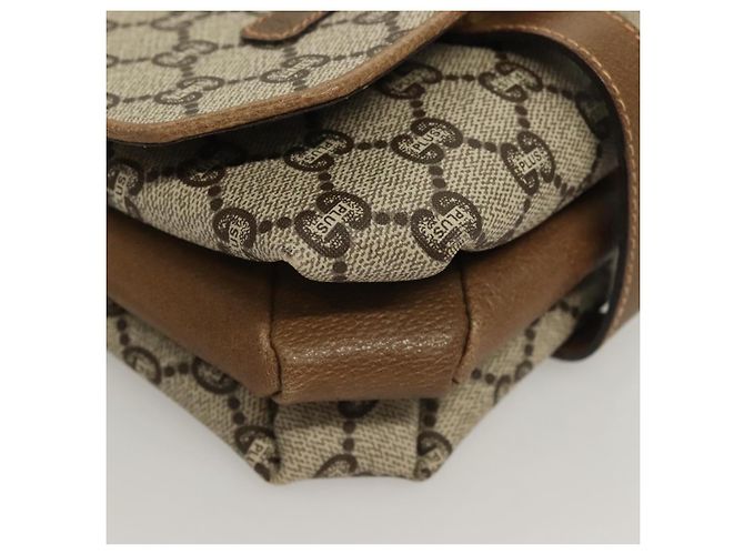 Borsa a spalla GUCCI GG Plus Supreme PVC Beige Oro Auth BA3539 D'oro - vista 10