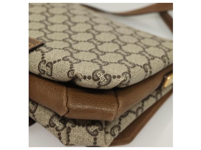 Borsa a spalla GUCCI GG Plus Supreme PVC Beige Oro Auth BA3539 D'oro - vista 13