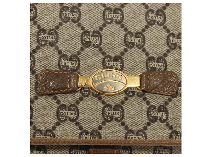 Borsa a spalla GUCCI GG Plus Supreme PVC Beige Oro Auth BA3539 D'oro - vista 14
