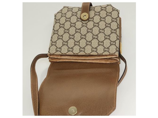Borsa a spalla GUCCI GG Plus Supreme PVC Beige Oro Auth BA3539 D'oro - vista 15