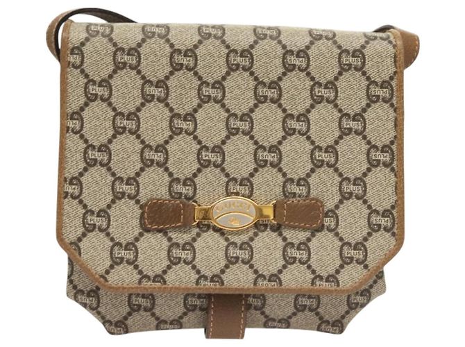 Borsa a spalla GUCCI GG Plus Supreme PVC Beige Oro Auth BA3539 D'oro - vista 2
