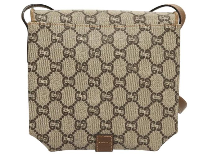 Borsa a spalla GUCCI GG Plus Supreme PVC Beige Oro Auth BA3539 D'oro - vista 3