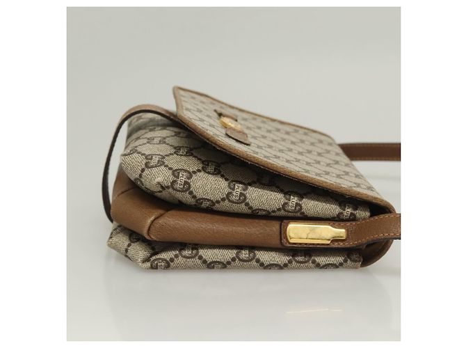Borsa a spalla GUCCI GG Plus Supreme PVC Beige Oro Auth BA3539 D'oro - vista 4