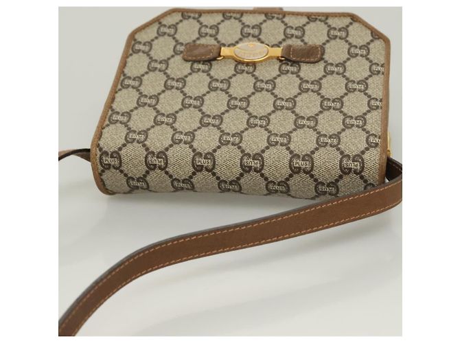 Borsa a spalla GUCCI GG Plus Supreme PVC Beige Oro Auth BA3539 D'oro - vista 6