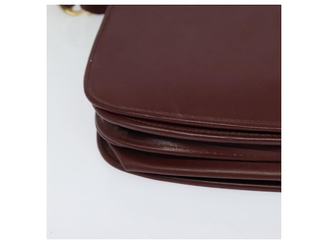 CARTIER Borsa a Spalla Must Line Pelle Bordeaux Oro Auth BA3243 D'oro Bordò - vista 10