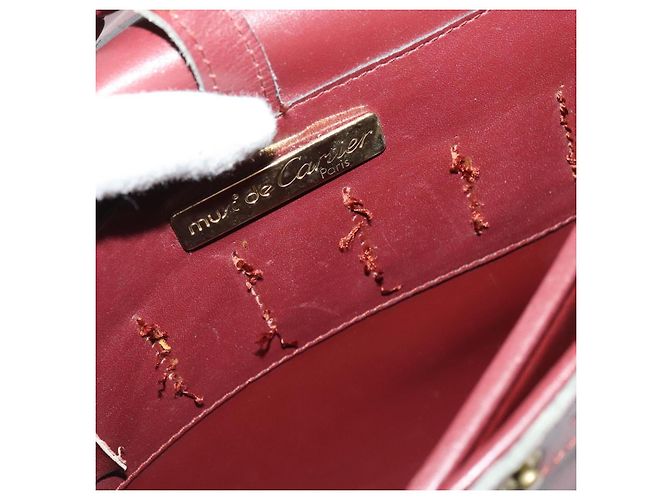 CARTIER Borsa a Spalla Must Line Pelle Bordeaux Oro Auth BA3243 D'oro Bordò - vista 19