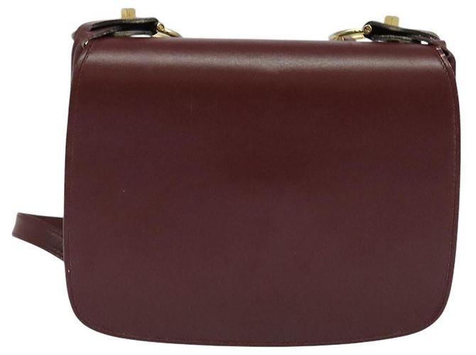 CARTIER Borsa a Spalla Must Line Pelle Bordeaux Oro Auth BA3243 D'oro Bordò - vista 2