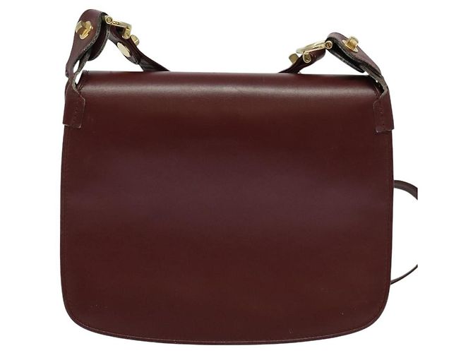 CARTIER Borsa a Spalla Must Line Pelle Bordeaux Oro Auth BA3243 D'oro Bordò - vista 3