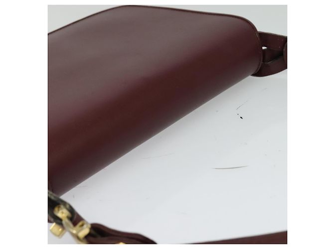CARTIER Borsa a Spalla Must Line Pelle Bordeaux Oro Auth BA3243 D'oro Bordò - vista 6