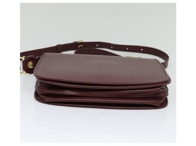 CARTIER Borsa a Spalla Must Line Pelle Bordeaux Oro Auth BA3243 D'oro Bordò - vista 9