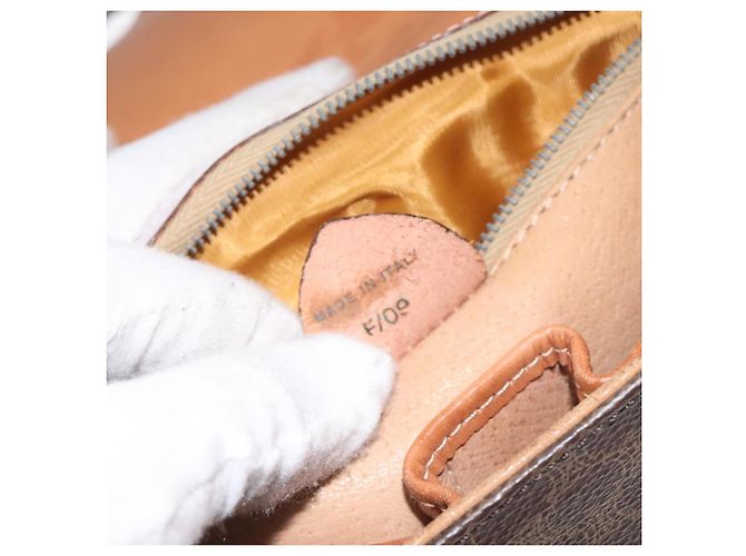 Céline Borsa a mano in tela Macadam CELINE in pelle PVC marrone oro Auth 130918 D'oro - vista 12