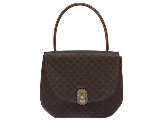 Céline Borsa a mano in tela Macadam CELINE in pelle PVC marrone oro Auth 130918 D'oro - vista 13