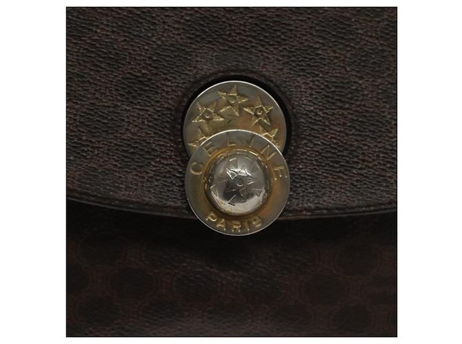 Céline Borsa a mano in tela Macadam CELINE in pelle PVC marrone oro Auth 130918 D'oro - vista 18