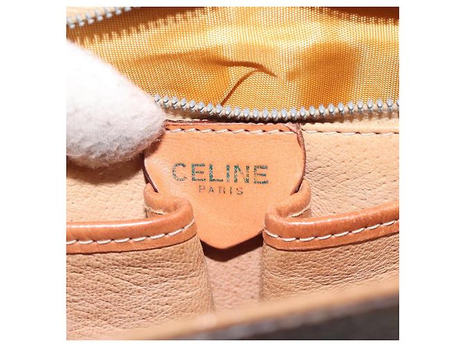 Céline Borsa a mano in tela Macadam CELINE in pelle PVC marrone oro Auth 130918 D'oro - vista 19