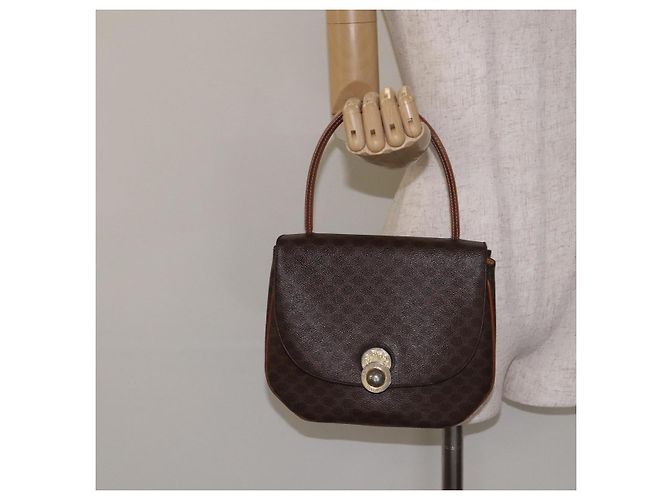 Céline Borsa a mano in tela Macadam CELINE in pelle PVC marrone oro Auth 130918 D'oro - vista 23