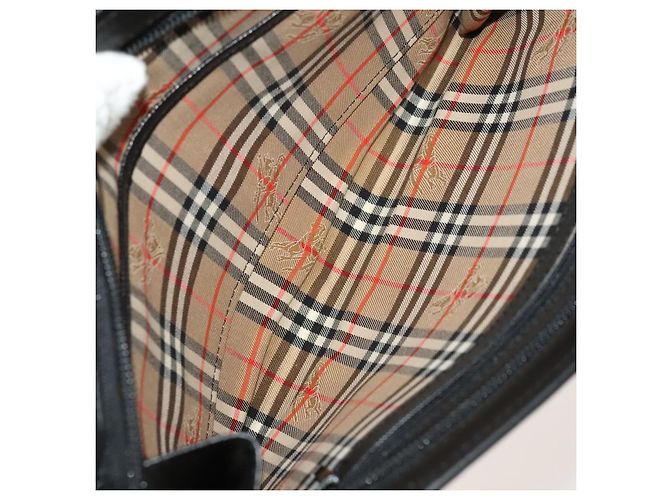 Borsa a spalla Burberry Nova Check in nylon e pelle 3 set nero marrone Auth bs27232 - vista 16