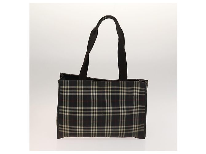 Borsa a spalla Burberry Nova Check in nylon e pelle 3 set nero marrone Auth bs27232 - vista 2