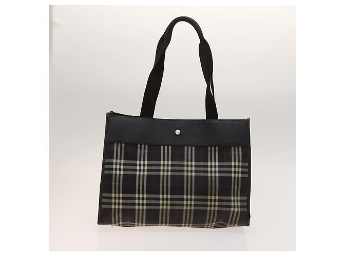 Borsa a spalla Burberry Nova Check in nylon e pelle 3 set nero marrone Auth bs27232 - vista 3
