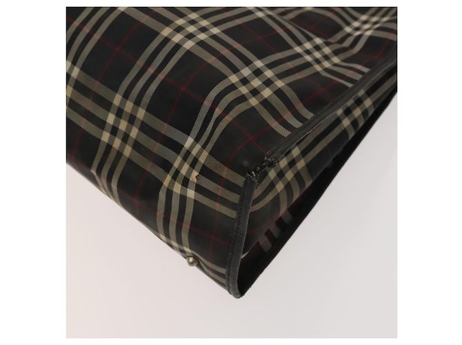 Borsa a spalla Burberry Nova Check in nylon e pelle 3 set nero marrone Auth bs27232 - vista 8