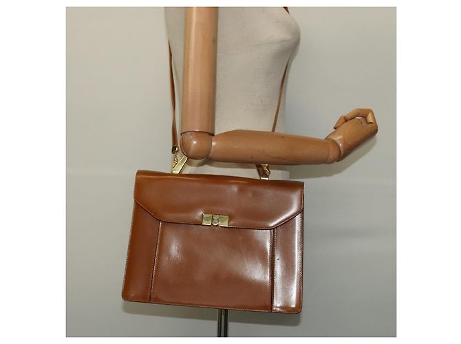 Borsa a mano BALLY in pelle 2 vie marrone oro Auth BA3625 D'oro - vista 23