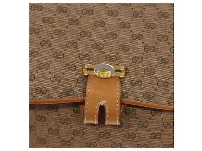 Gucci Borsa a spalla Micro GG Supreme PVC Beige Oro Auth ki5787 D'oro - vista 14