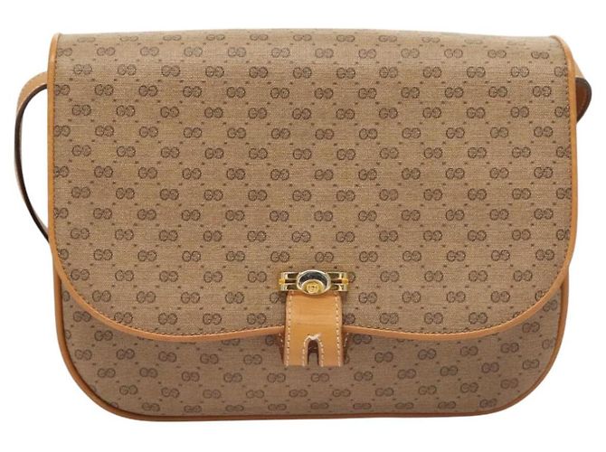 Gucci Borsa a spalla Micro GG Supreme PVC Beige Oro Auth ki5787 D'oro - vista 2