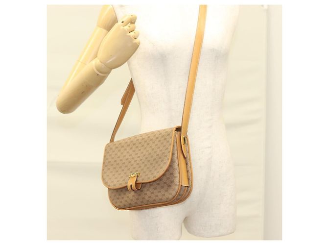 Gucci Borsa a spalla Micro GG Supreme PVC Beige Oro Auth ki5787 D'oro - vista 25